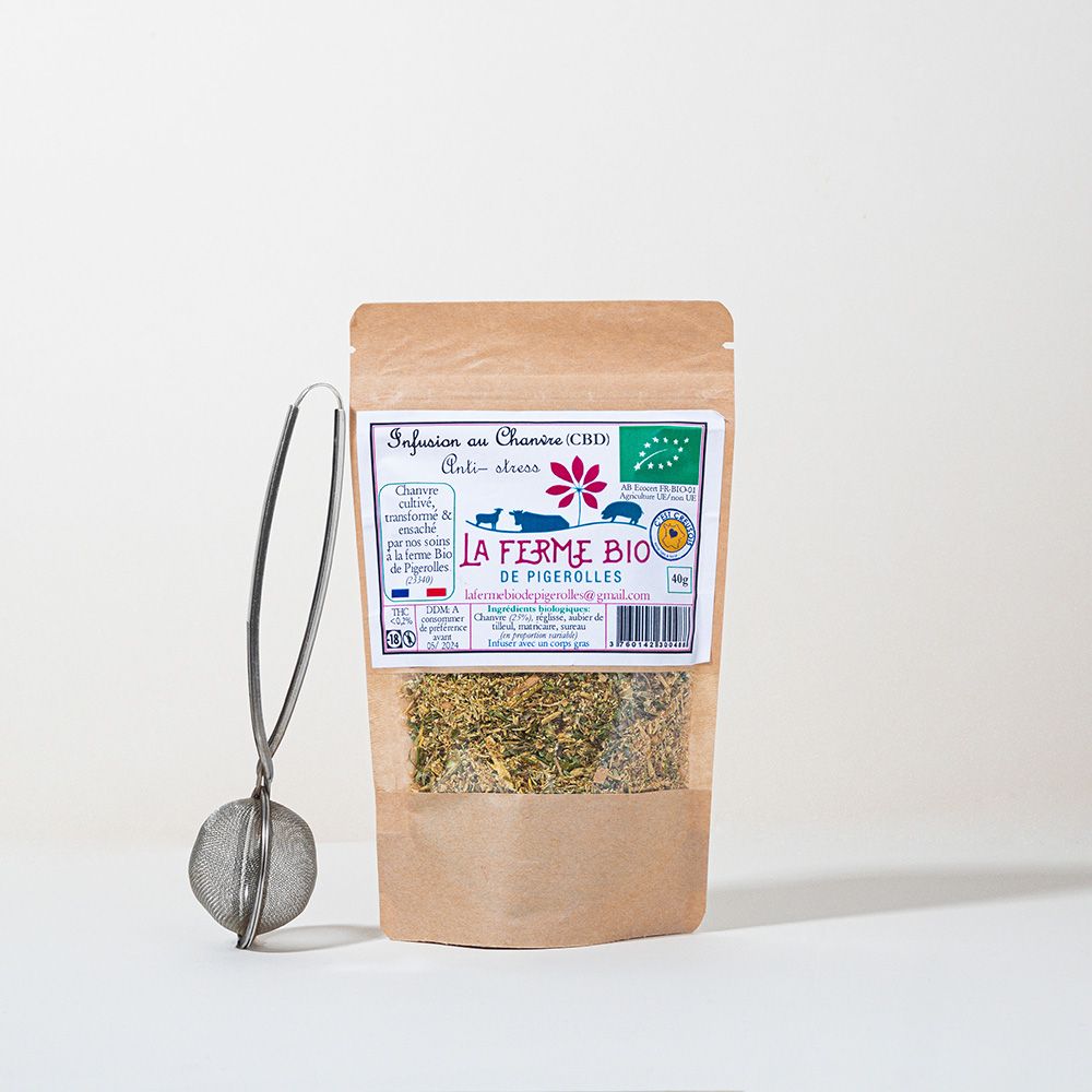 Infusion de Chanvre au CBD -Anti-Stress - La Ferme Bio de Pigerolles